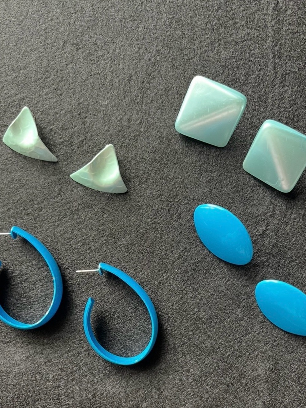 Vtg 80s Geometric Earring Lot Turquoise Mint Green 4 Pairs